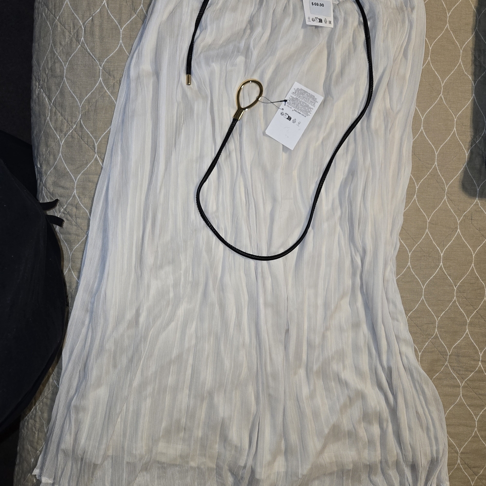 Zara Cream Striped Maxi Skirt